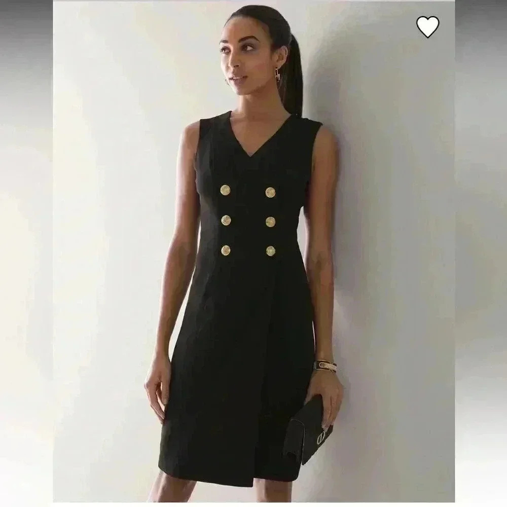 White House Black Market Double Breasted Vest Dress